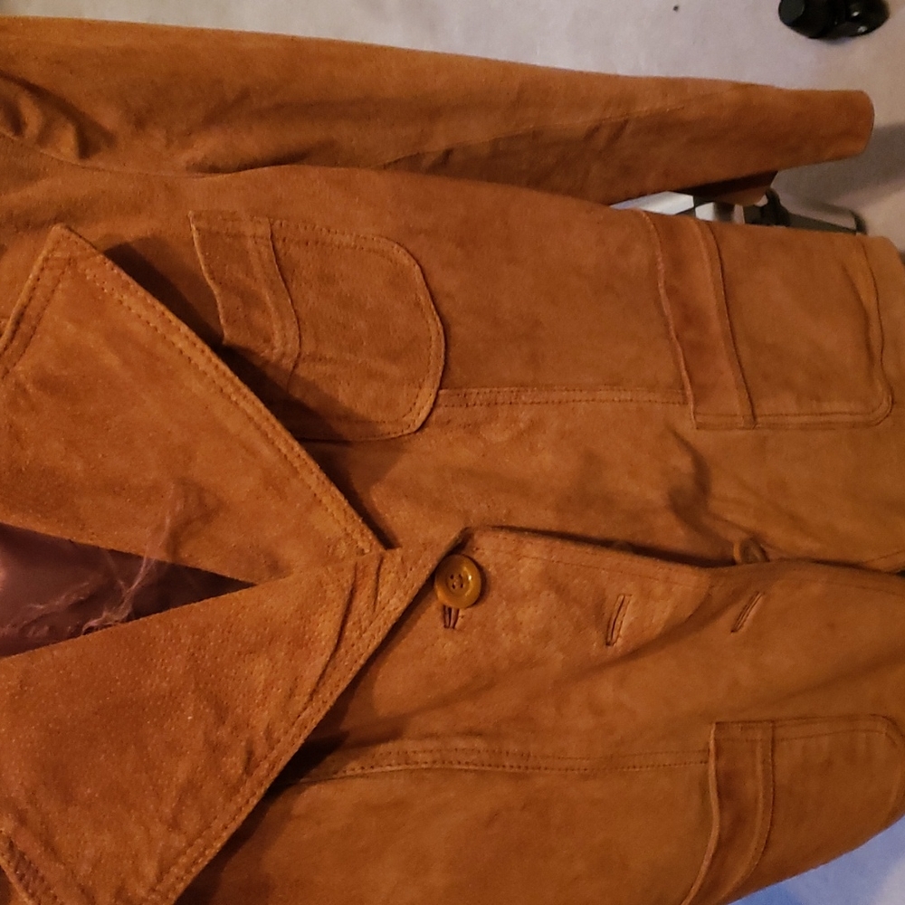 Ladies suede leather jacket Color Rust/Brown Size 14 - Picture 2 of 3